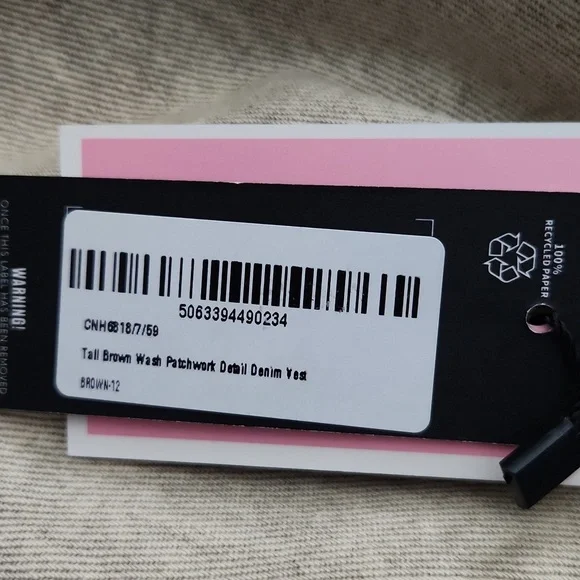 PRETTY LITTLE THING Women's  Tan Sleeveless Denim TopVest Size 8. - Picture 13 of 13